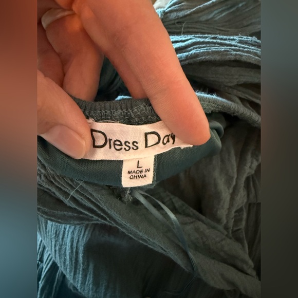 Dark Teal Ruffle Ruched Deep V-Neck Dress - Picture 6 of 6